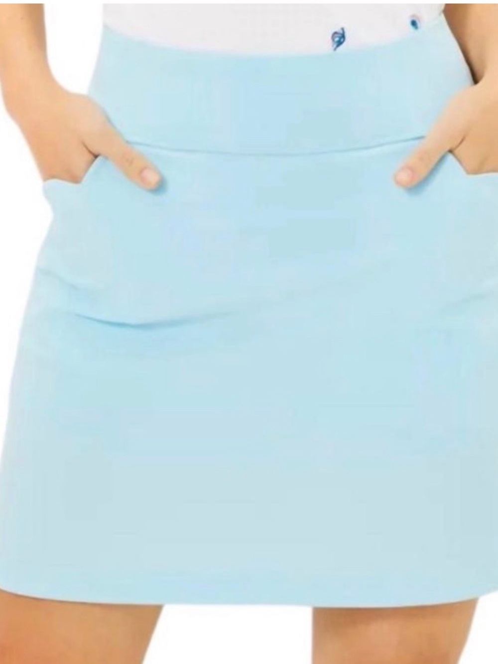 Lilly Pulitzer Luxletic Monica Light Blue Mini Skirt with Front Pockets